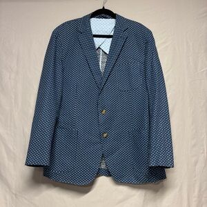 Peter Millar Men’s Linen/Cotton Blue and White Polka Dot Blazer